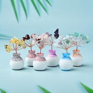 Mini Small Vase Crystal Tree Desktop Decoration Handmade Amethyst Tree F9YE