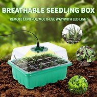 12 Cell Full Spectrum Plant Seed Starter Tray Box with Grow Light Remote Timing Controller Nursery Pot Greenhouse Growing Tray