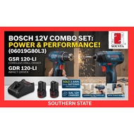 BOSCH 06019G80L3 COMBO SET GSR120LI CORDLESS DRILL DRIVER + GDR120LI IMPACT DRIVER COME WITH 2x 2.0A