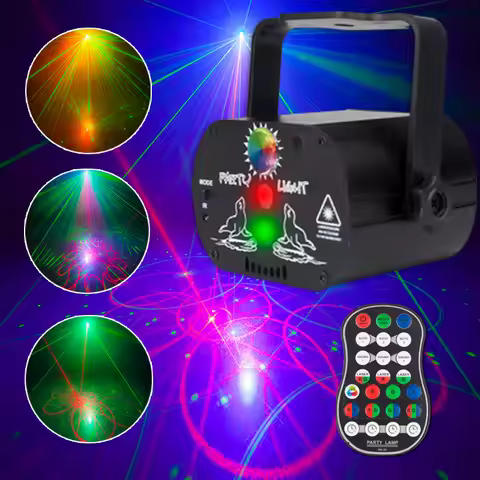 YSH Mini 2IN1 Disco LED Stage Strobe Light White Flashing Projector Remote Voice Control Rechargeabl