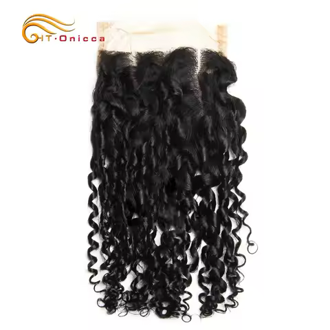 4X4 Lace Closure Brazilian Pixie Curls Closure 100% Human Hair 4 By 4 Cloure Natural Color Remy Hair