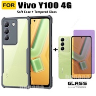 2 in 1 Vivo Y100 4g Shockproof Phone Case For Vivo Y38 Y100 5G Anti Blue Light Ray Tempered Glass Film Y03 Y27 Y27S Y17S Y21Y15S Y15A  Anti-Spy Privacy Tempered Glass