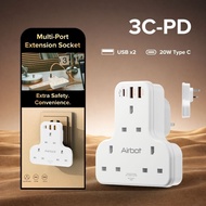 Airbot Air 3B-PD/3C-PD | Multi Extension Socket 3250W 3 Way Socket Multi Power Adaptor with USB + Ty