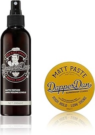 Dapper Dan 2-Piece Matte Hairstyling Set - Matt Paste 100ml & Sea Salt Spray 200ml - Long Lasting Ma
