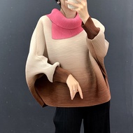 KESHANGYI เสื้อโปโลมีจีบคอปกทรงหลวมเสื้อลำลองแฟชั่นหรูหราพิมพ์ลาย Ombre 7001