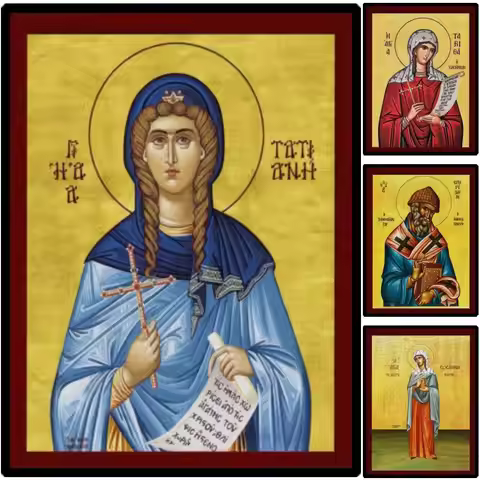 Saint Tatiana Greek Orthodox Icon Byzantine Art Canvas Print HD Large Religious Wall Decor for Praye