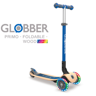 法國 GLOBBER 2合1三輪折疊滑板車木製版(LED發光前輪)海軍藍