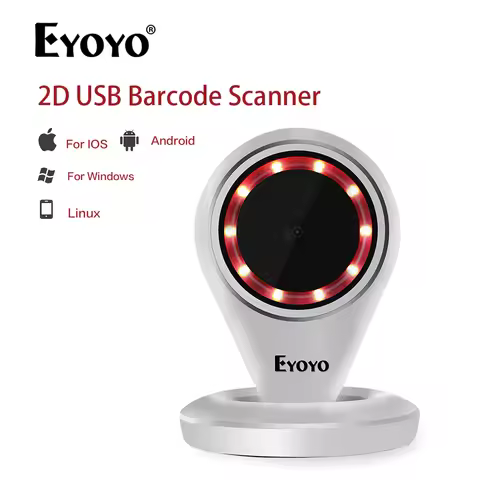 Eyoyo 2D QR Desktop Barcode Scanner for supermarket store POS Support Auto Scan GS1-Datamatrix EAN-1