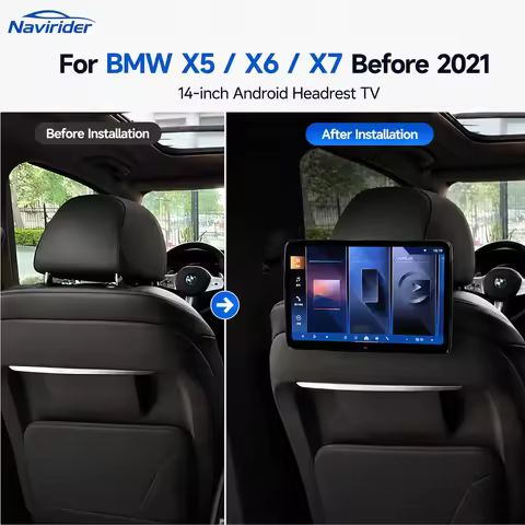 N 14 Inch 4K Android Headrest Monitor Car TV For BMW Old X5 X6 X7 HD Touch Screen HDMI Bluetooth Rea