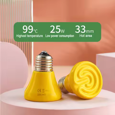 220V E27 Pet Warmer Bulb Brooder Far Infrared Heating Lamp Yellow Black Ceramic Chickens Tortoise Li