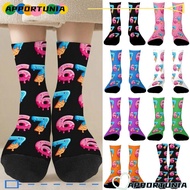 APPORTUNIA 67 Meme Ice Cream Socks, Warm Cartoon 67 Meme Crew Long Socks, Funny Cotton Lightweight B