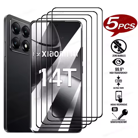 5PCS For Xiaomi 14T 14 Full Tempered Glass For Xiaomi 14 T 13T 12T 11T Pro 12 11 Lite 5G Screen Prot