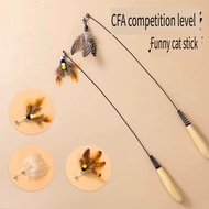 Cat Teaser Long Stick Cat Toys Solid Wooden Cat Teaser Stick Teaser Set