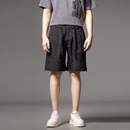 男士暗紋直筒短褲 休閑五分褲