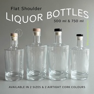 Liquor FLAT SHOULDER glass bottle - Liquor FLAT SHOULDER glass bottle with cork cap