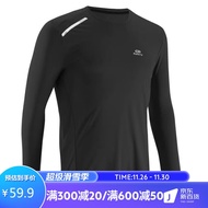迪卡侬运动速干衣男秋冬篮球健身跑步上衣打底弹力长袖T恤 KALENJI RUN SUN2362297黑色M