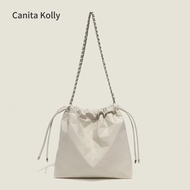 Canita Kolly Ladies Genuine Leather Messenger Bag Casual Drawstring Shoulder Bag Niche Chain Bag