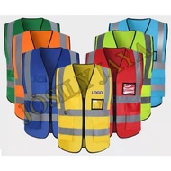 (LOGO) ID Holder Project Safety Vest 5 Pockets Reflective Vest/ Min 5pcs