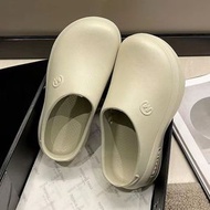 增高廚師鞋一體拖鞋 厚底防滑洞洞鞋 女裝外穿半拖鞋輕便款- 白色 36-37