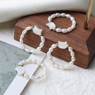 Rice Pearl Shell Cat Natural Freshwater Pearl Ring