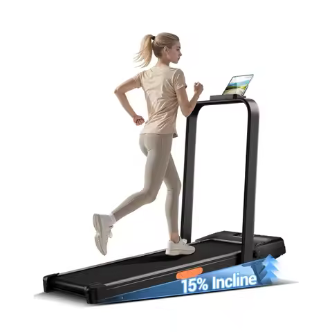 Walking Pad with 15% Incline 0.6-6.2MPH Foldable Portable Treadmill 2.5HP Compact Walking Pad for Ho