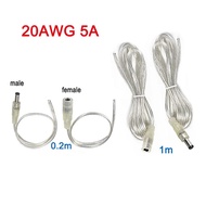 12v 5a Dc Power Adapter Transparent Pigtail Cable Female Male 5.5*2.1mm Barrel Jack Connector Extens