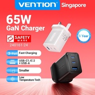 [New Tuoyuan Electronic Technology] Vention 65W GaN Charger UK Plug 3 Ports Turbo Charging Power Ada