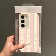 Pink White Striped Pink Little Bow Phone Case For Galaxy A16 A15 A26 A35 A56 A05 A55 A54 A06 A14 A34