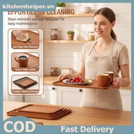 KI 1/3Pcs Waterproof Grain Plastic Serving Trays Easy Clean Lightweight Food Platters for Home Kitch