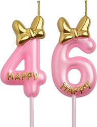 46th 64th Birthday Candles, Pink 64 46 Year Old Cake Topper Cute Number Birthday Candles, Birthday P