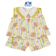 Bộ quần áo Ngắn bé gái họa tiết Bé Nấm Hồng Cotton - AICDBG7K67BV - AIN Closet