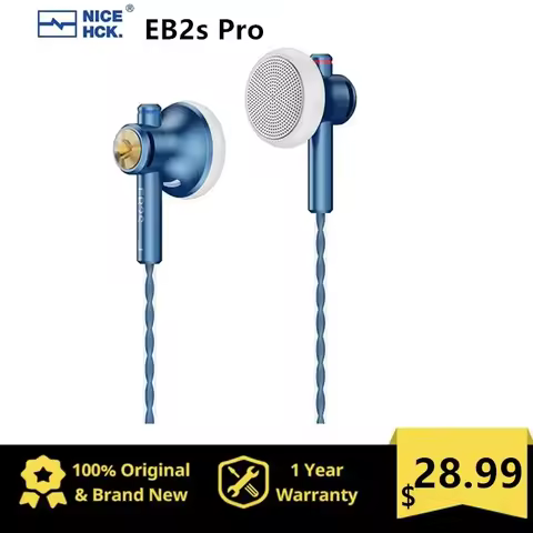 NiceHCK EB2S PRO 3.5/4.4mm Plug Microphone Flat-Head Earbud HIFI Wired Earphone 15.4mm LCP Diaphragm