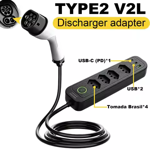 Type2 V2L Discharge Adapter 16A Brazil Socket EV to Outdoor Power Station for BYD MG Jaecoo Geely EX