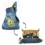 HAOMEJA DND Dice Tray Bag & Tray with Button Role Playing Dice Bag Leather dice Bag Jewelry Coin & S