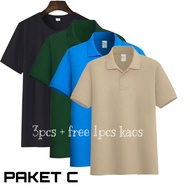 Liso wear - 1Paket 3pcs 115rb+free 1 pcs kaos polos hitam - Kaos polos kerah pria lengan pendek