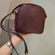 卡地亞 手提包  側背包 斜背包 包 豆腐包 單肩包 休閒包 棗紅色 酒紅色 中古包 經典款 cartier vintage bag burgundy