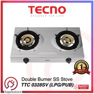 Tecno 2-Burner Super Slim Stainless Steel Table Cooker | Gas Stove | Tabletop - TTC 0328SV TTC-0328S