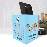 Doraemon Character Piggy Bank Target Savings Box 10 Million 20 Million 30 Million MDF Size 15x20 cm