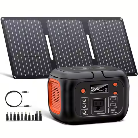 150W Portable Power Station with 30W Solar Panel,110V AC Outlets Solar Generator Power Bank For Camp