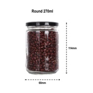 [100pcs] 270ml Round Glass Jar Air Tight Bottle Door Gift Honey Jam Spices Storage Botol Kaca Borong