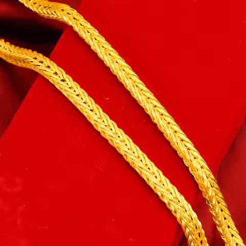 Luxury 24K 9999 Pure Gold real gold Men's Square Keel Necklace