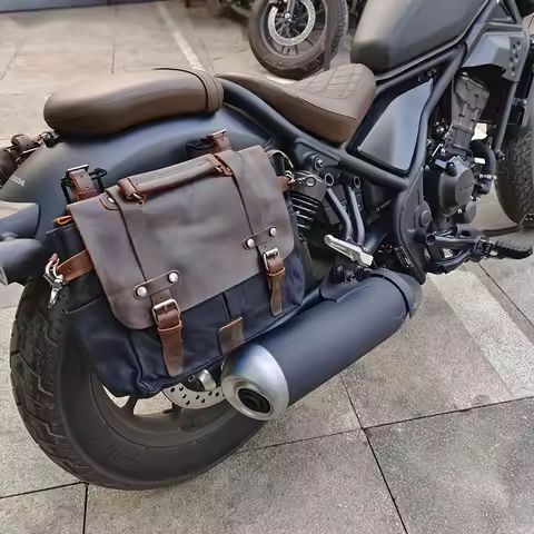 Retro Motorcycle Saddle Bag Waterproof Motorbike Side Bag Large Capacity Saddlebags Canva Motorcycle