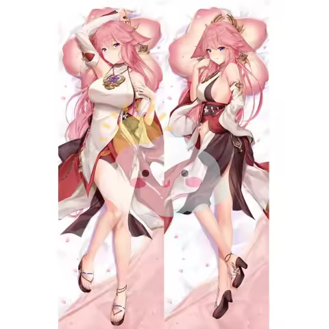 Genshin Impact Yae Miko Dakimakura Long Hugging Body Pillow Case Anime Pillow Cushion Cover 2WAY