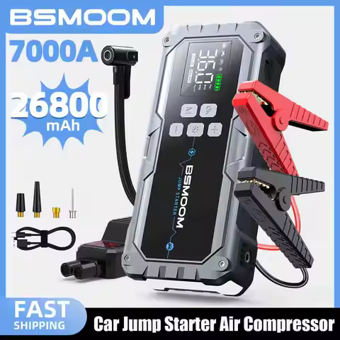 Car Jump Starter Pump Air Compressor 26800mA/21800mAh Power Bank Starting Device 12V Digital Tire In