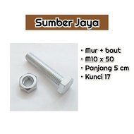 M10 x 50 Nut and Bolt Key 17 Length 5 cm