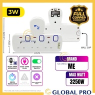 GLOBAL PRO Sirim T Adaptor Wall Extension Soket Plug Adapter Extension Plug Extension Cord Universa