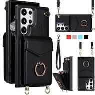 for Samsung S23 Ultra Wallet Case with 360°Rotate Ring Stand, RFID Blocking Leather Crossbody Case for Galaxy S22 Ultra,S21 Ultra,S20 Ultra,Note 20 Ultra,Note 10+,S21 FE,S20 FE