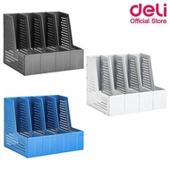 Deli กล่องเอกสารตั้งโต๊ะ พลาสติก A4 พับเก็บได้ 4 ช่อง Magazine Holder 79006 กล่องเอกสาร กล่องใส่เอกสาร อุปกรณ์สำนักงาน