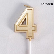 Gold number candle with border 4_Birthday cake decoration accessory