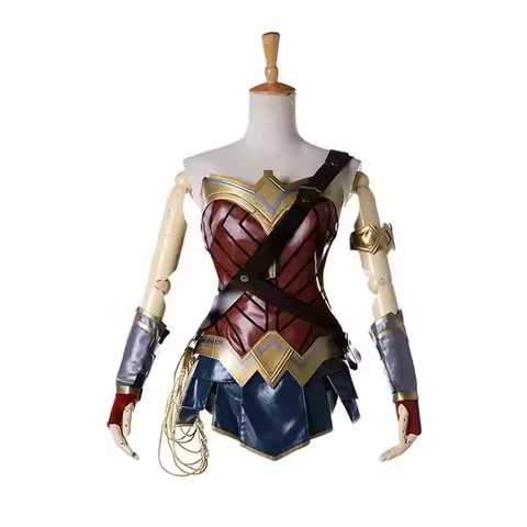 Sky02 Animal Wonder Cos Woman Dress Diana Cosplay Adult Brown Top Faux Leather Corset Shorts Uniform